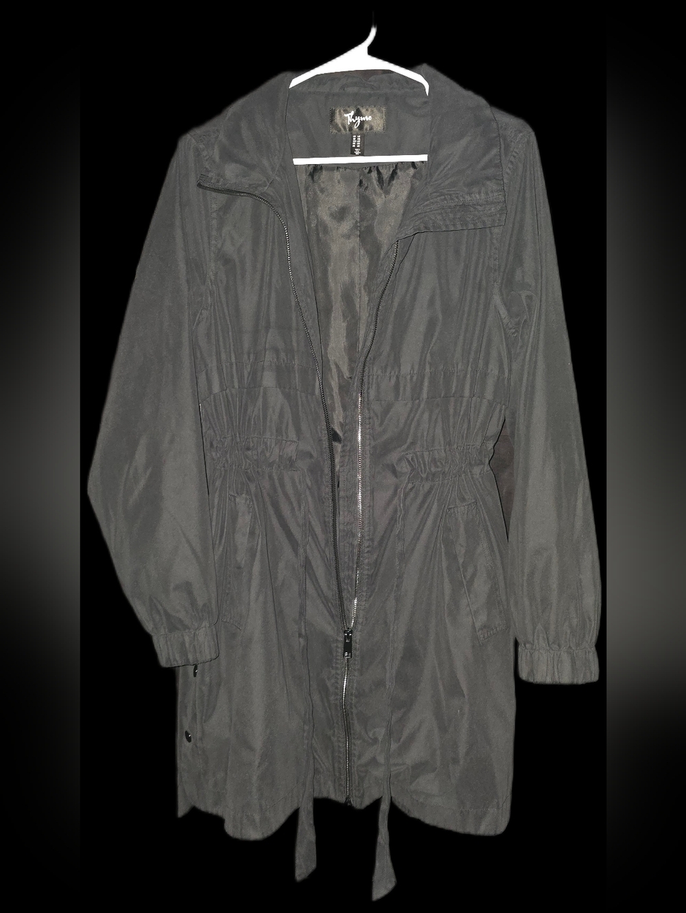 Lightweight Thyme Maternity Black Jacket With Side Snaps For Belly Growth